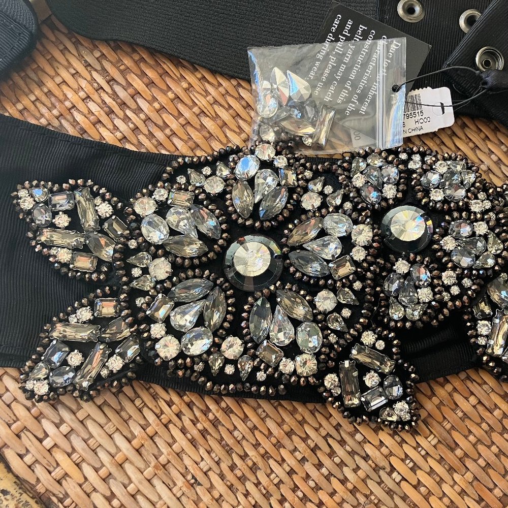 White House / Black Market:  NEW with tags, Black belt with jewel embellishment